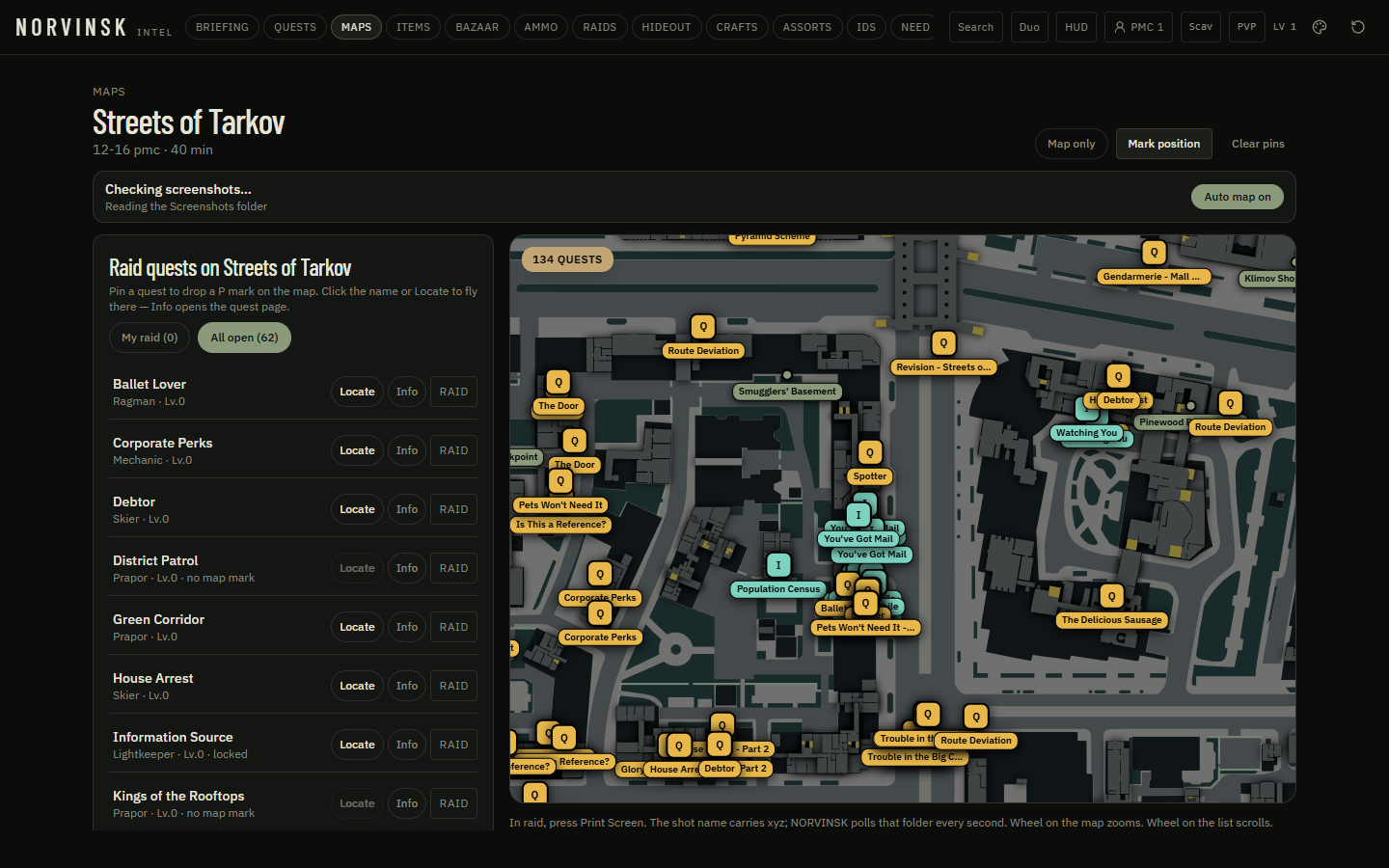 Map — You, extracts, and every Q / I mark
