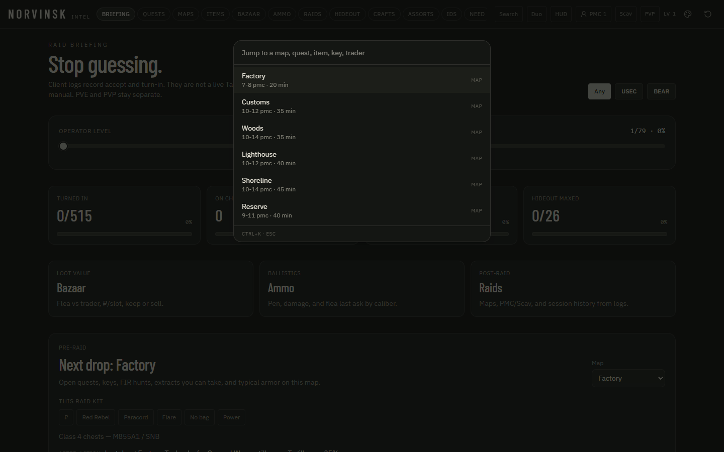 Search — Jump anywhere from the keyboard